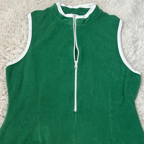 KULE Terry Cloth Retro zip Small Women’s emerald green Serena romper - Picture 4 of 7